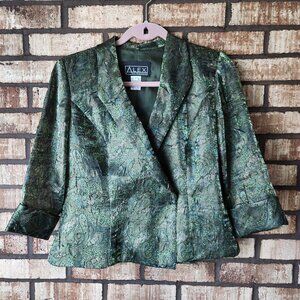 Alex Evenings Irridescent Green and Copper Paisley Jacket Small
